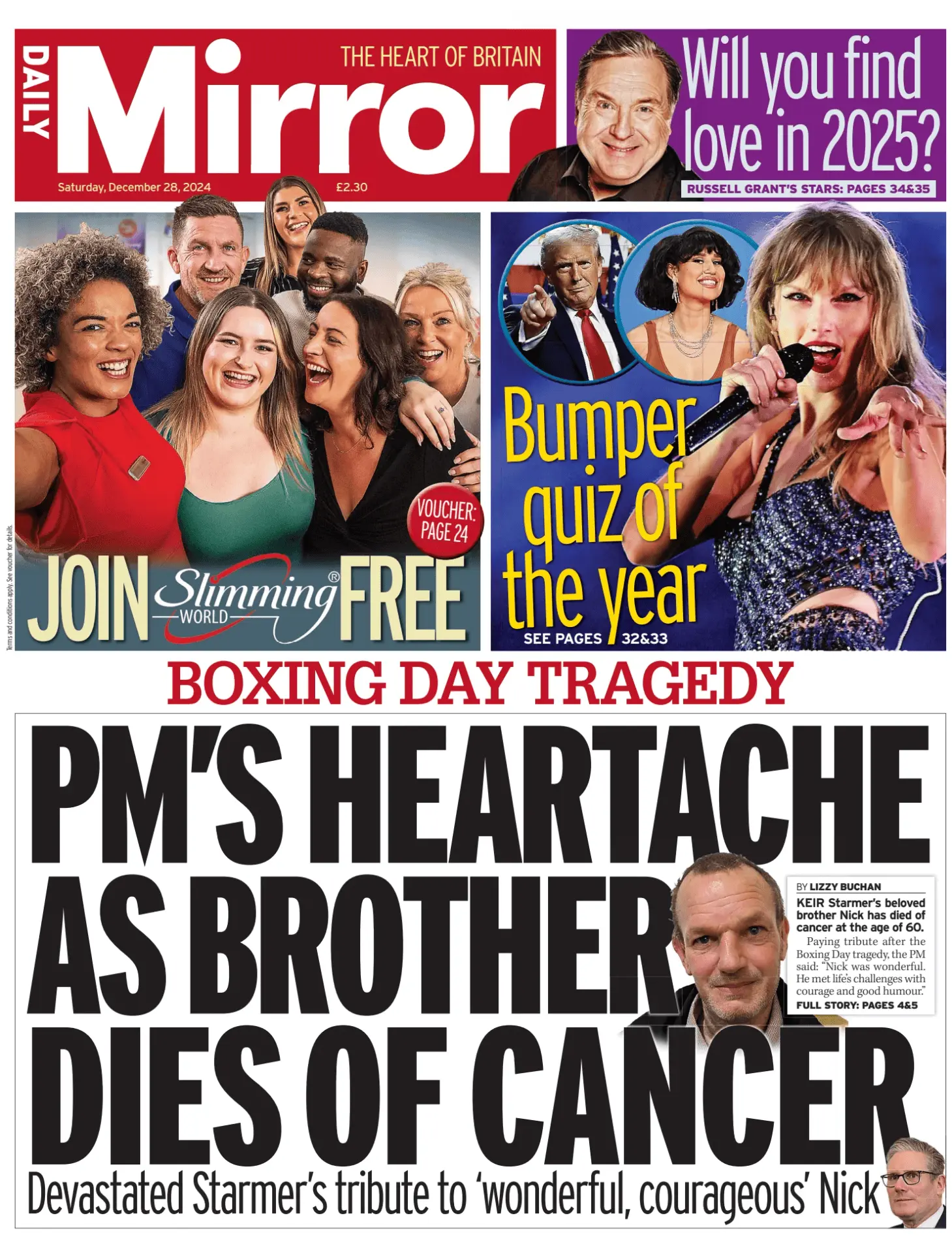 Prima-pagina-Daily Mirror-edizione-di-oggi-28-12-2024